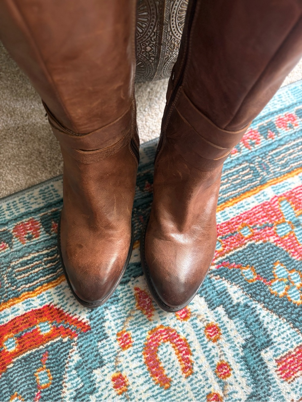 Roan by Bed Stu Brown Distressed Leather Knee High Lace Up Boots Size 6 - Picture 7 of 14